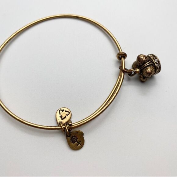 Alex and Ani Kings Crown Bangle Bracelet Goldtone - Picture 5 of 7